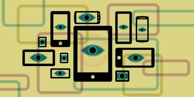 Illustration aus der EFF-Bibliothek: Smartphones und Tablets mit Augen