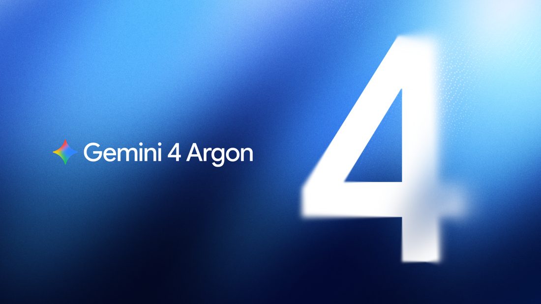 Gemini 4 Argon: blaues Titelmotiv mit großer weißer 4